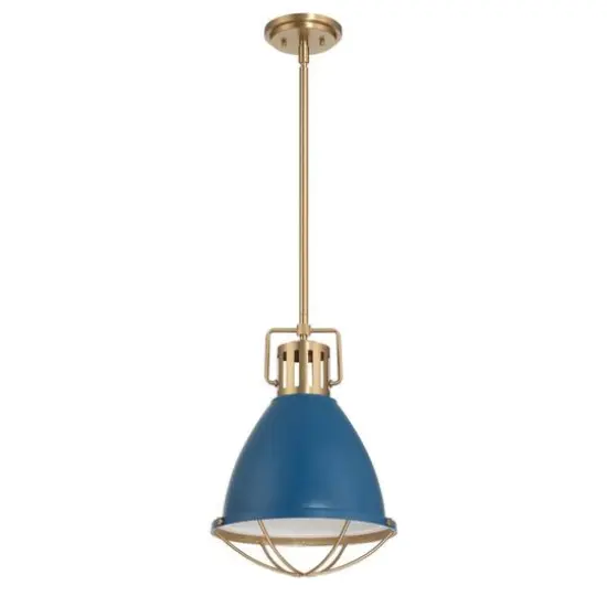 Hello Honey&reg; Kent Industrial Oversized Caged Metal Ceiling Light Blue/Gold {6}