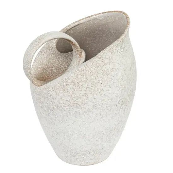 Hello Honey&reg; 9" White Textured Stoneware Pitcher in Reactive Glaze {1}
