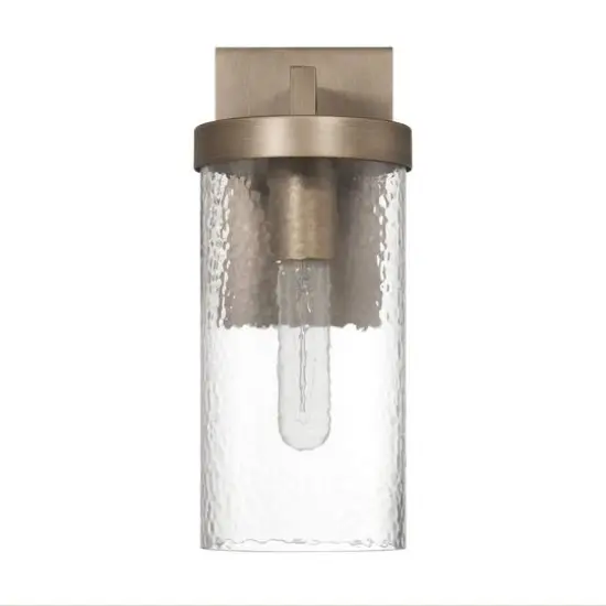 Hello Honey&reg; Aria Tuscan Gold Cylindrical Textured Water Glass & Metal Wall Mounted Outdoor Light {7}