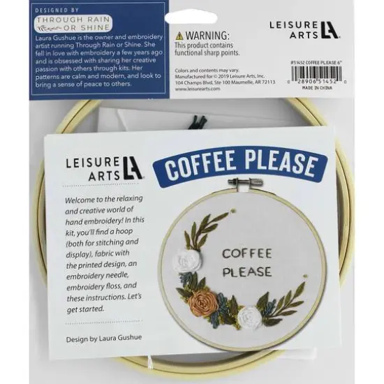 Leisure Arts&reg; 6" Coffee Please Embroidery Kit {3}