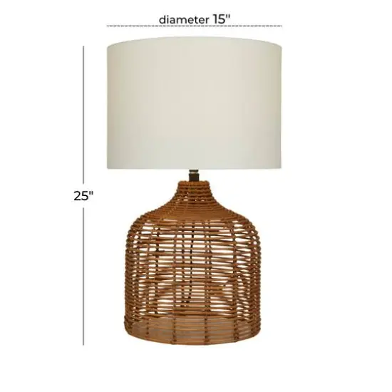 Brown Polyester Natural Table Lamp, 25" x 15" x 15" {8}