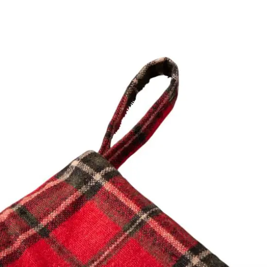 Glitzhome&reg; 21" Embroidered Red Truck Linen Christmas Stocking {7}