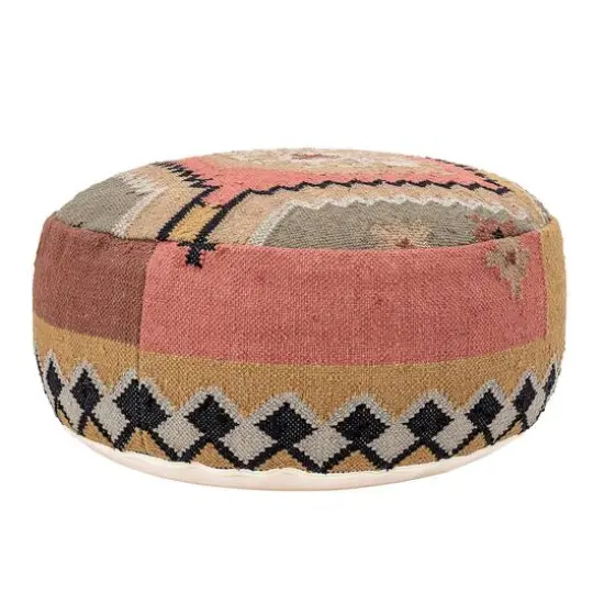 Hello Honey&reg; Multicolor Handwoven Cotton Kilim Pouf {6}