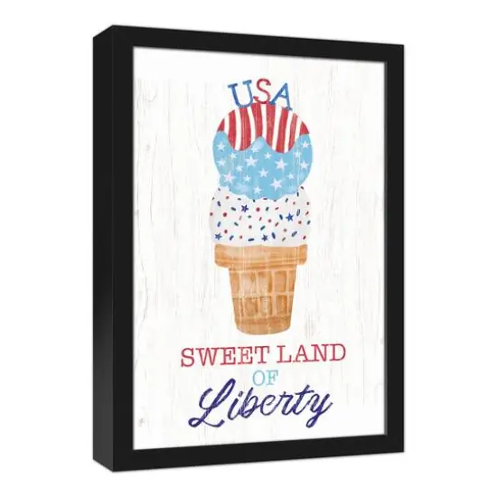Sweet Land of Liberty Ice Cream Black Framed Canvas {3}