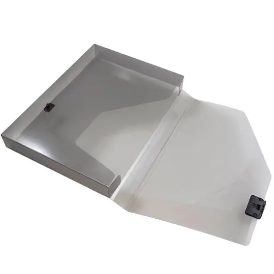 JAM Paper Plastic Box Portfolio with Side Buckle 9.75" x 13.5" Smoke Gray {6}
