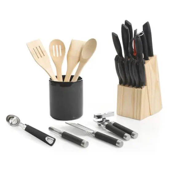 Gibson Home&reg; Westminster 23-Piece Black Carbon Stainless Steel Cutlery Set with Kitchen Tools {10}