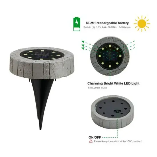 Glitzhome&reg; 5.25" Solar Powered Disk Outdoor Pathway Lights, 4ct. {8}