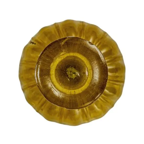 Hello Honey&reg; 6" Tall Embossed Chartreuse Reclaimed Glass Taper Holder {6}