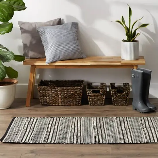 DII&reg; Black Dobby Stripe Hand-Loomed Rug, 2.5ft. x 6ft. {4}