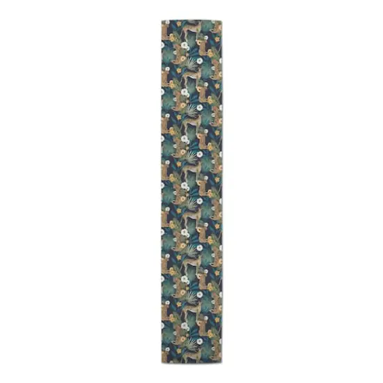 72" Tropical Cheetah Cotton Twill Runner Navy {4}