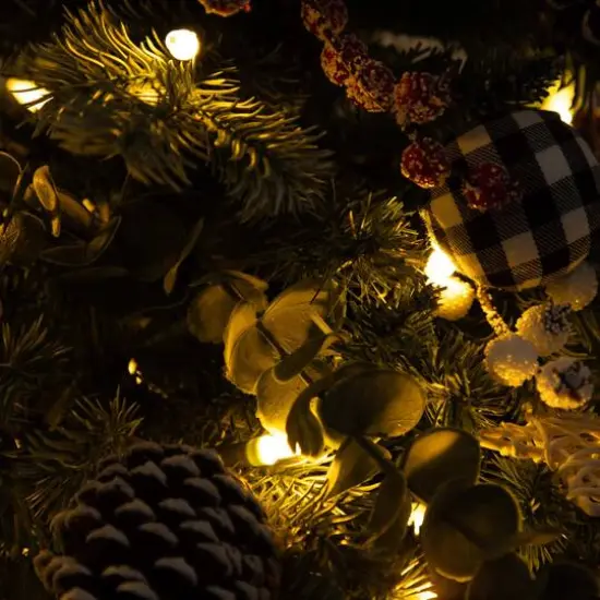 3ft. Pre-Lit Snow-Covered Artificial Christmas Tree in Golden Planter, Color-Changing LED Lights {9}