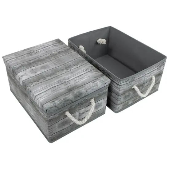 Sorbus 16.5" Rustic Wood Pattern Storage Box, 2ct. Gray Wood {4}