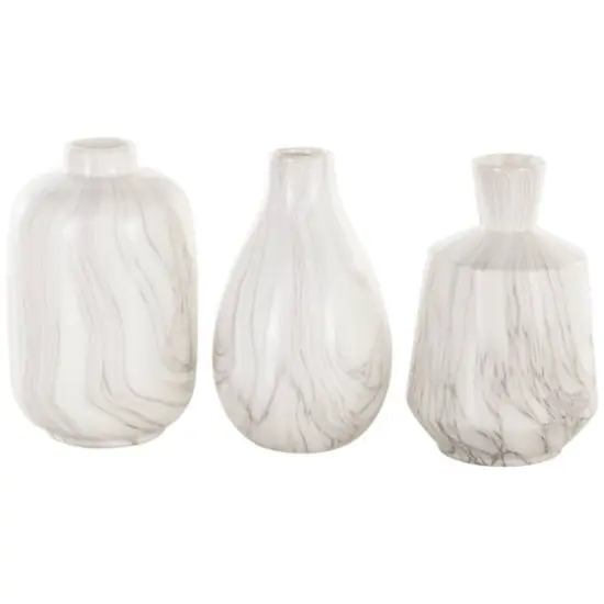 White Ceramic Marble Inspired Vase Set {1}