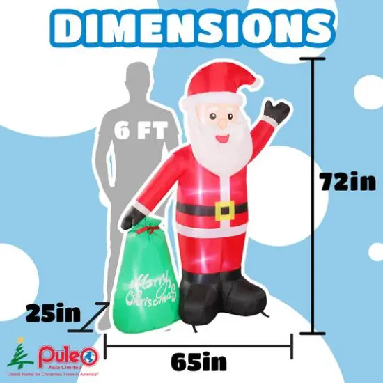 6ft. Inflatable Christmas Santa with Warm White LED Lights {6}