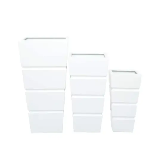 White Modern Planter, Set of 3" 13", 10", 15" {1}