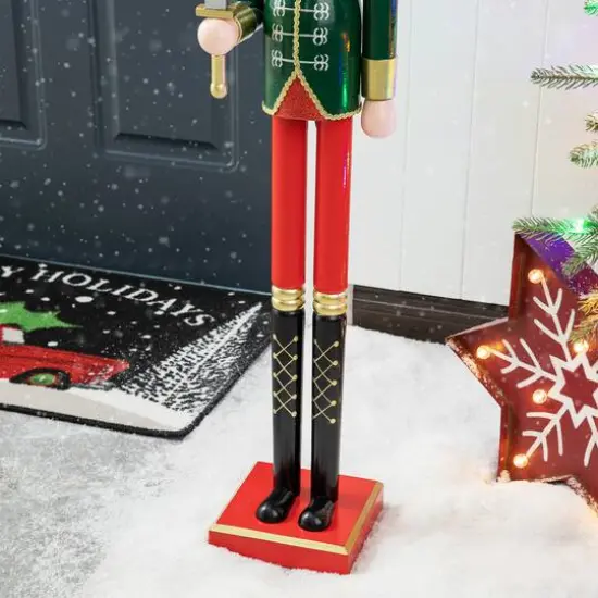 Glitzhome&reg; 3.5ft. Wooden Christmas Soldier Nutcracker {8}