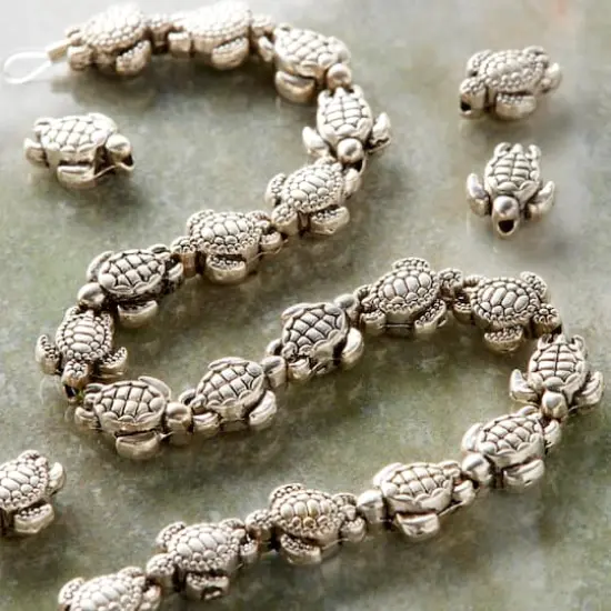 Antique Silver Sea Turtle Metal Beads, 9mm by Bead Landing&trade; {3}