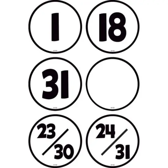Teacher Created Resources Black & White Calendar Days, 6 Packs of 36 {3}