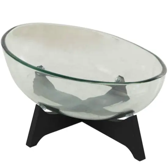 18" Clear Glass Kitchen Serving Bowl with Black Wooden Base {5}