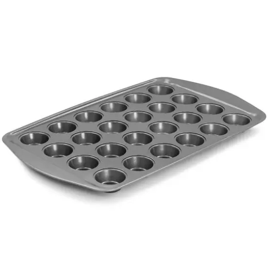 Gibson Baker's Friend Gray 24 Cup Nonstick Steel Mini Muffin Pan {3}