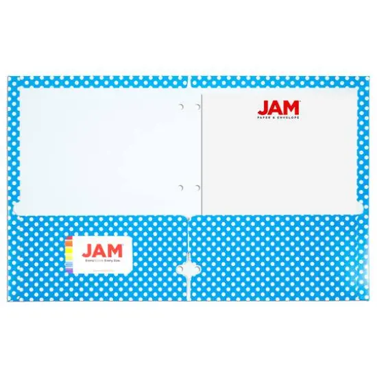 JAM Paper Polka Dots Glossy Laminated Two Pocket 3 Hole Punch School Folders, 6ct. {5}