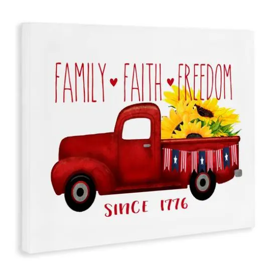 Stupell Industries Family Faith Freedom Americana Floral Country Truck Canvas Wall Art {4}