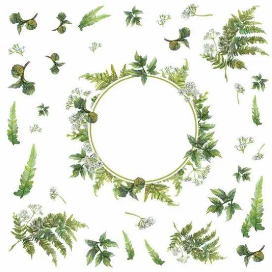 RoomMates Fern Peel & Stick Decals with Circle Mirror {1}