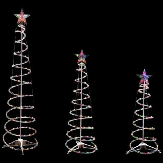 3ft., 4ft., & 6ft. Pre-Lit Spiral Artificial Christmas Tree Set, Multicolor Lights {7}