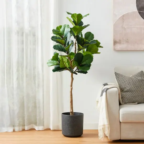 Glitzhome&reg; 5ft. Faux Fiddle Leaf Fig Tree in Pot {3}