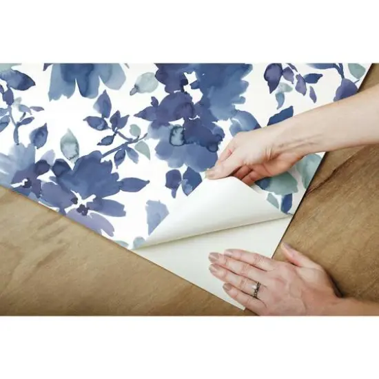 RoomMates Watercolor Floral Peel & Stick Wallpaper Blue/White {10}