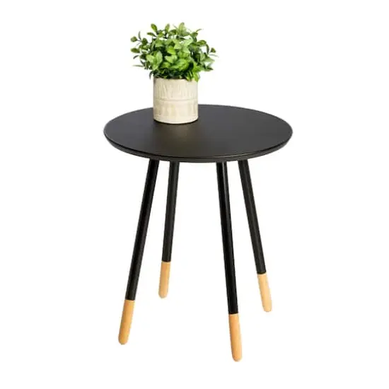Honey Can Do Black Round End Table {1}