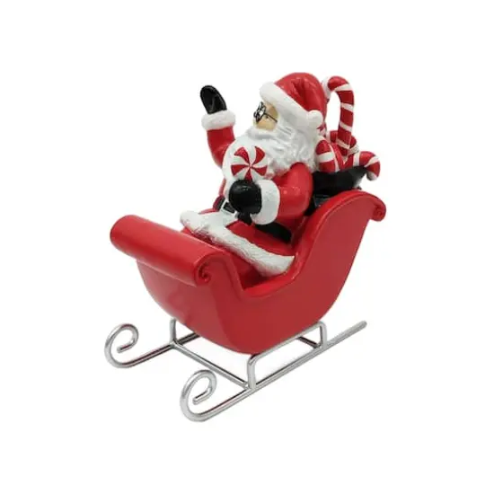 7.25" Red & White Peppermint Santa in Sleigh Tabletop Décor by Ashland® {3}