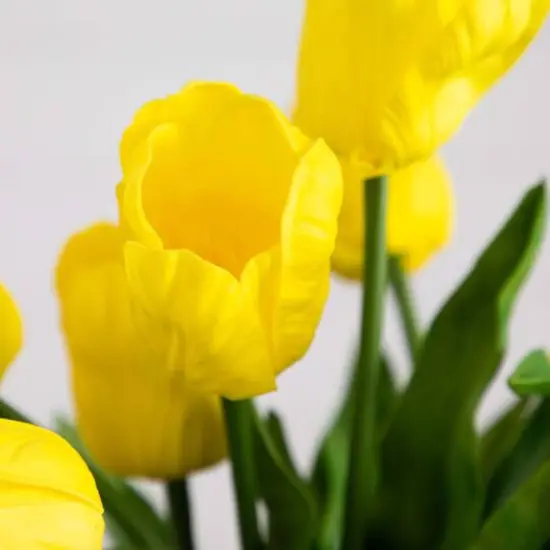 21" Artificial Tulip Arrangement in Glass Vase {6}