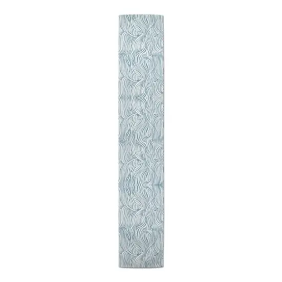 Wave Print Outdoor Table Runner Light Blue {1}