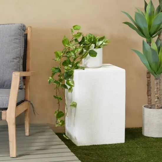 White Contemporary Garden Stool, 17" x 17" x 24" {8}