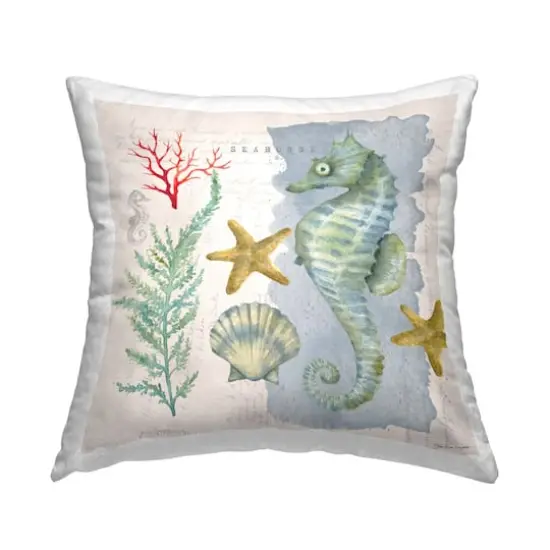 Stupell Industries Nautical Varied Sea Life Seahorse Animal Throw Pillow, 18" x 18" {1}