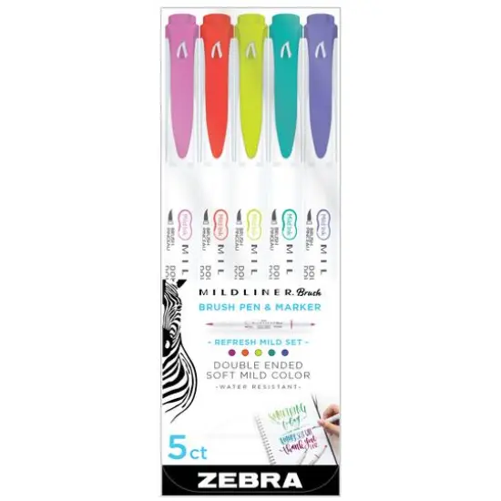 Zebra Mildliner Refresh Double-Ended Brush Pen Set {3}