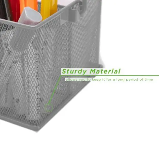 Mind Reader Metal Mesh Storage Basket with Handle Gray {8}