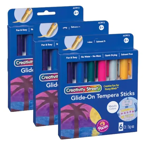 Creativity Street&reg; Metallic Glide-On Tempera Paint Sticks, 3 Packs of 6 {1}