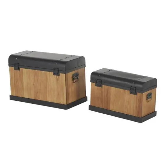 Brown & Black Decorative Trunk Set {7}