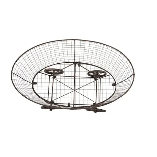 Hello Honey® 27" Vintage Reproduction Metal Laundry Basket on Wheels Gray {5}