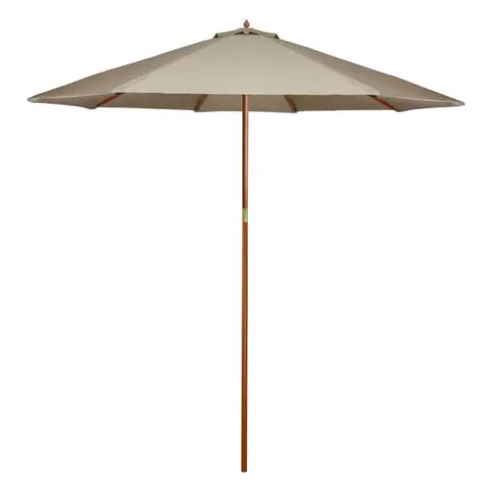9ft. Outdoor Patio Market Umbrella with Wooden Pole Tan {1}