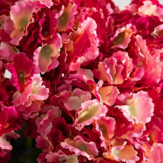 20" Pink Artificial Hydrangea Arrangement in Glass Vase {6}