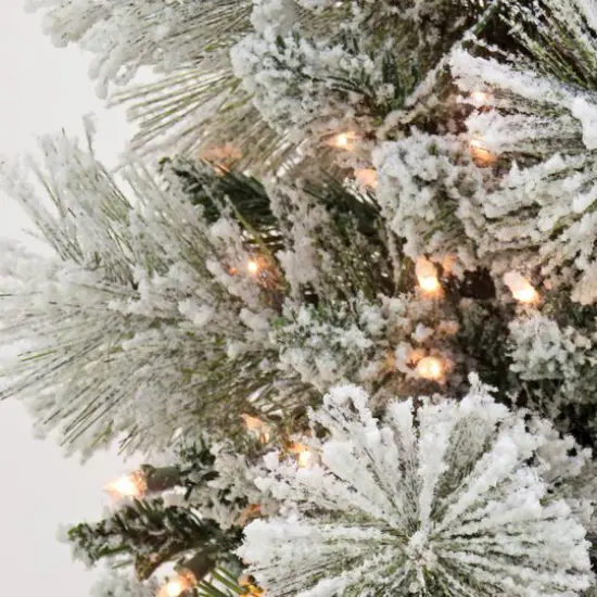 7.5ft. Pre-Lit Snowy Yorkshire Artificial Christmas Tree, Clear Lights {5}