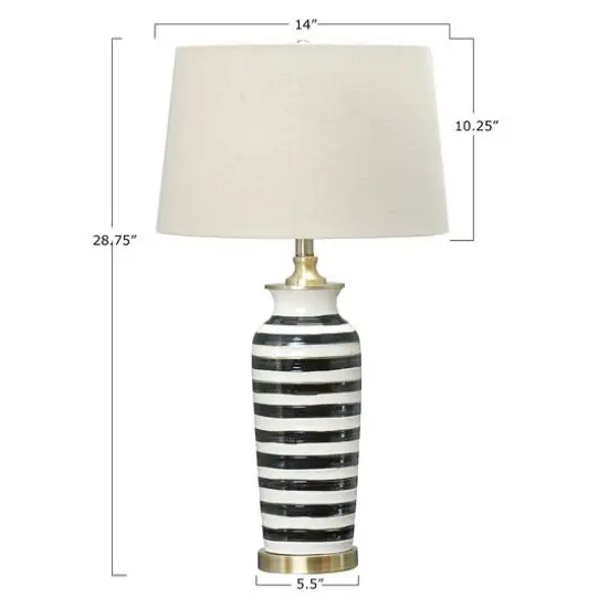 Hello Honey&reg; Black & White Striped Ceramic Table Lamp {7}