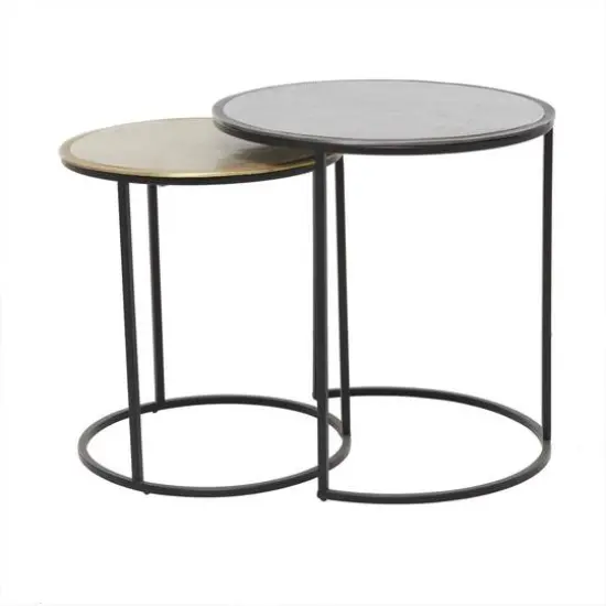20" Black Aluminum Industrial Accent Table Set {7}