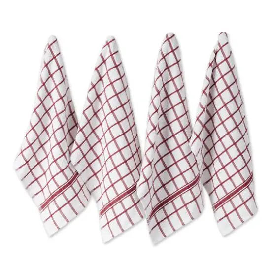DII&reg; Windowpane Terry Dishtowels, 4ct. Wine {1}