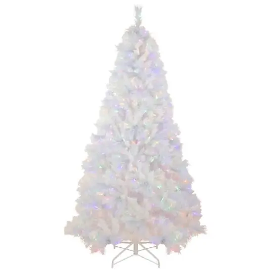 6.5ft. Pre-Lit Seneca White Spruce Artificial Christmas Tree, Dual Function LED Lights {5}