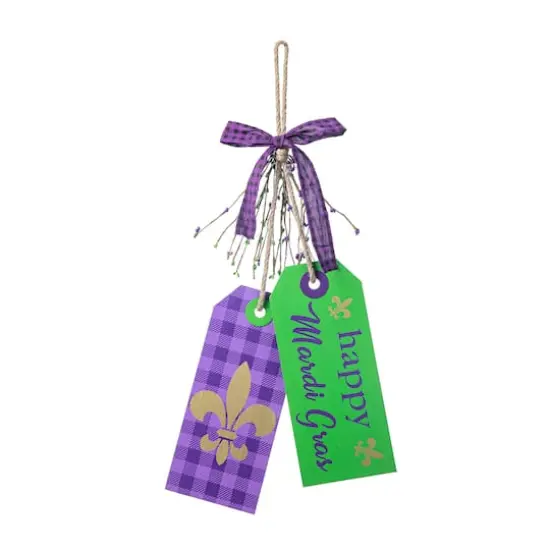 Glitzhome&reg; 25.5" Happy Mardi Gras Day Wooden Bookmark Door Hanger {1}