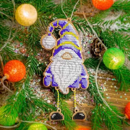 Wonderland Crafts Blue Gnome Bead Embroidery on Wood Kit {3}